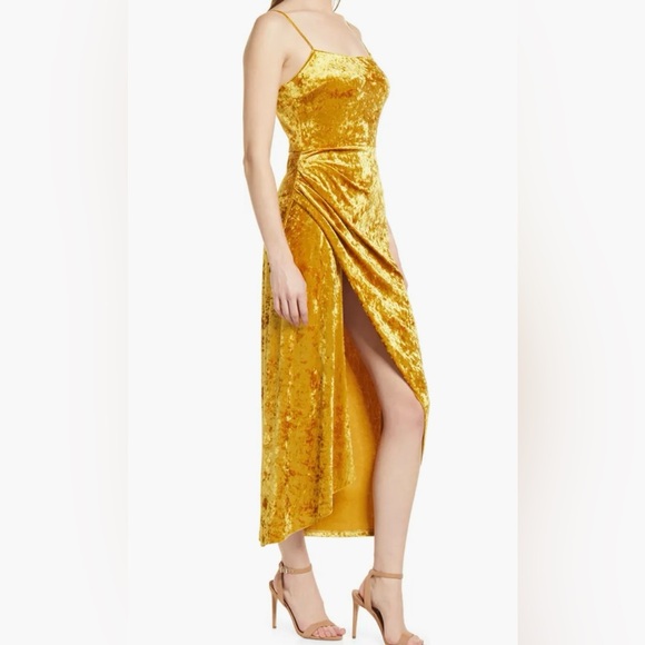 Saylor Draped Velvet Midi Dress - Picture 3 of 10